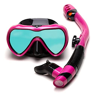 Samnuerly Juego de máscara de esnórquel seco, Equipo de esnórquel Profesional a Prueba de Rayos Ultravioleta, Gafas panorámicas antivaho de 180 ° para