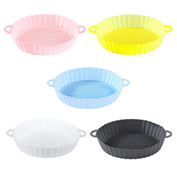 Pumpumly Macetas de silicona para freidora de aire,cesta de freidora de aire de silicona de 8.2 pulgadas,horno para freidoras de aire seguras para ali características