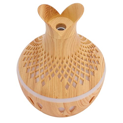 Humidificador Difusor de Aroma, Humidificador de Grano de Madera Hueco de 2 Pétalos ABS Alimentado por USB para Dormitorio