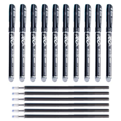12pcs Boligrafos Borrables Negros + 15pcs Recambios de Bolígrafo Repuesto + 2 borradors diferentes para Escribir Dibujar Enseñar (12pcs Negro) precio