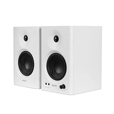 EDIFIER Monitor de Estudio Compacto MR4 2.0 (42 W) con Amplificador de Clase D y Dos Modos de Sonido seleccionables, Blanco