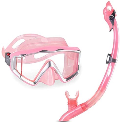 Samnuerly Juego de máscara de esnórquel, Equipo de esnórquel, Gafas de natación, Juego de esnórquel seco y máscara para Adultos, antivaho, Vista al ma