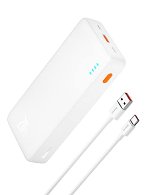 Baseus Powerbank 20000mAh 20W PD QC3.0 Carga rápida Batería externa USB C Powerbank 2 salidas Compatible con iPhone 12 11 XS Samsung Galaxy Huawei Xia