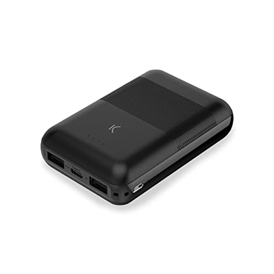 Batería Externa Mini Power Bank Ksix, 10.000mAh, 10W + Cable USB A - USB C, Negro