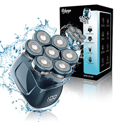 Afeitadoras eléctricas rotativas para hombres: REHOYO 7D 5 en 1 afeitadora de cabeza y cara, kit de aseo impermeable para hombres calvos, pantalla LED características