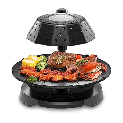 Parrilla de barbacoa eléctrica de lujo, parrilla de barbacoa automática, ajuste de potencia de fuego de 5 niveles, parrilla de barbacoa sin humo de me
