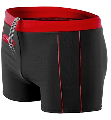 Aquarti Bañador para Hombre Tipo Boxer, 010 Negro/Rojo, S