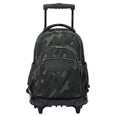 TOTTO Mochila escolar con ruedas verde militar Renglones de color Verde