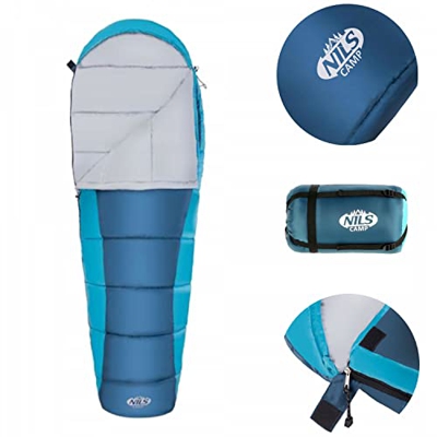 Saco de Dormir con un Saco de Compresión Saco de Dormir Impermeable y Ultraligero | Gris-Azul Saco de Dormir al Aire Libre + 3-4 Estaciones | Saco De 