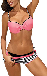 Yutdeng Bikinis Mujer Tres Piezas Triangulo Push Up Tanga y Pantalon Traje de Baño Brasileño Bikini Rayas Deportivo Bañadores Mujer Natacion precio