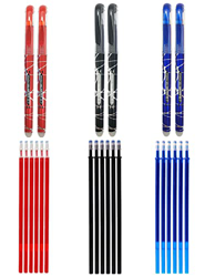 RHardware 6 bolígrafos de tinta azul,roja,negra,borrable de 0,7mm y 18 recambio de gel de bolígrafos en oferta