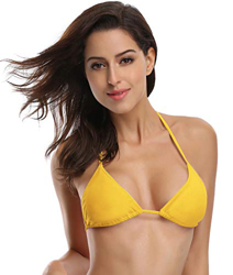 SHEKINI Mujeres Clásico Corredizo Ajustable Ties-up Triángulo Bikini Top （XL,Top-Amarillo） precio