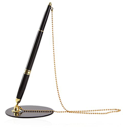 Bolígrafo Cadena colgante Patrón delicado Fijado adjunto con base Soporte Instrumentos de escritura para escritorio Mostrador de oficina, Accesorios d en oferta