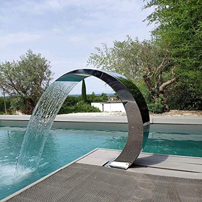 Stainless Steel Pool Waterfall Cascade for Pools Garden Outdoor Pond Water Feature and Swimming Pool (600 300Mm) Outdoor Fountains