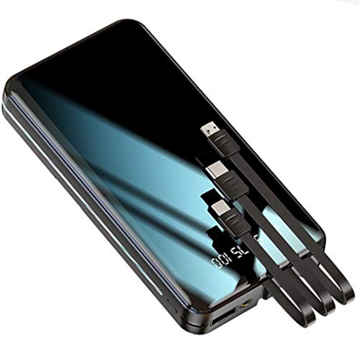 WANWEN 20000Mah, 30000Mah Banco de energía móvil, con 3 Cables de Carga rápida, Cargador de Respaldo de batería Externa, Adecuado para teléfonos Intel