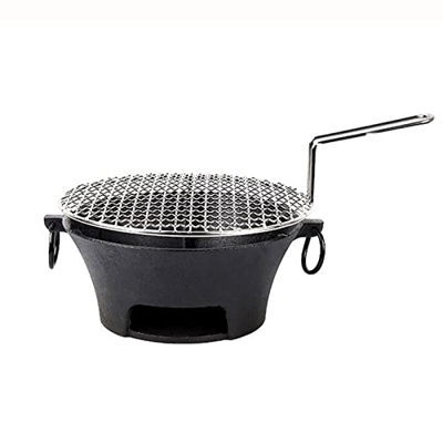Barbecue Grill Small Cast Iron Charcoal Stove Charcoal Grill Burners Portable Barbecues Household Charcoal Grill with Handle Iron Grill for Backyard C