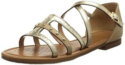 Geox D SOZY S, Sandal plana., para Mujer, Beige (Lt Gold - Gafas De Sol), 38.5 EU
