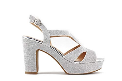 Modelisa - Sandalia Tacón Alto Mujer (Plata, Numeric_40)