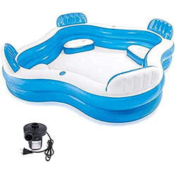 Piscina Inflable Cuadrada con Asientos y portavasos, Piscina Infantil Familiar, bañera para Adultos con Bomba de Aire características
