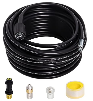 Kit de Manguera para Limpieza Tuberías 20M,Compatible con Karcher K2 K3 K4 K5 K6 K7 y LAVOR, Manguera de Drenaje para Lavadora a Presión con Boquilla 