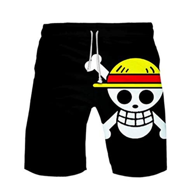 WANHONGYUE Anime One Piece Monkey D Luffy Trajes de Baño Shorts de Playa Hombre 3D Imprimir Pantalones Corto Beach Board Shorts Swim Trunks 1108/17 L
