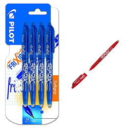 Pilot Spain Frixion Ball Bolígrafo borrable, 4 unidades, color azul + Pilot 224101202 Bolígrafo de 0.7 mm, color rojo precio