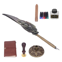 Juego de pluma estilográfica, pluma estilográfica de estilo vintage y sello de cera de tinta con libreta para uso doméstico Gris precio