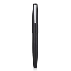 Jinhao 80 - Pluma estilográfica cepillada de fibra negra, punta fina de iridio con convertidor de tinta y estuche para pluma (Clip plateado) características