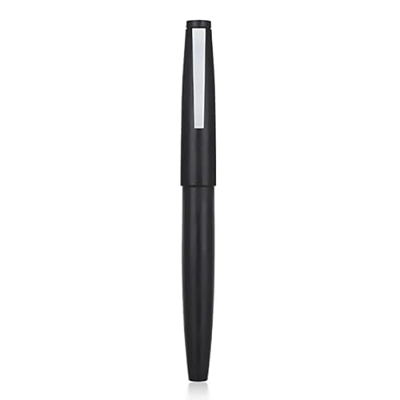 Jinhao 80 - Pluma estilográfica cepillada de fibra negra, punta fina de iridio con convertidor de tinta y estuche para pluma (Clip plateado)