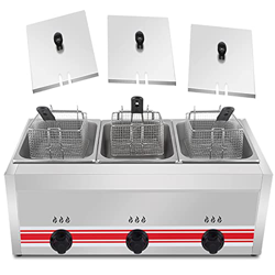 Máquina de Patatas Fritas de Acero Inoxidable, freidora de Gas de Gran Capacidad de 10 l/20 l/30 l, Potencia de Fuego Ajustable Independiente con cest precio