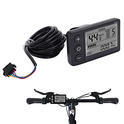 BOROCO Pantalla de Bicicleta eléctrica Medidor LCD 24V 36V 48V e-Bike Panel de Control de Scooter eléctrico con Enchufe SM S866