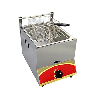 Freidora de Gas de encimera Comercial Freidoras de Acero Inoxidable de Gran Capacidad con Cesta y Tapa extraíbles, Potencia de Fuego Ajustable para Us