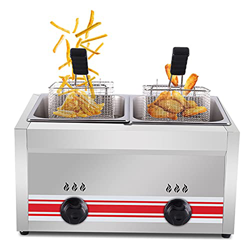 Freidora de Gas Comercial de Acero Inoxidable de 10 l/20 l con cestas Desmontables y Tapa Ajustable para Hacer Patatas Fritas para Uso doméstico y Com características