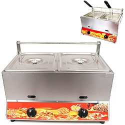 Freidora de Gas de Gran Capacidad de 22 litros, freidora Gruesa de Acero Inoxidable con cestas y Tapas, Potencia de Fuego Ajustable, fácil de Limpiar, en oferta