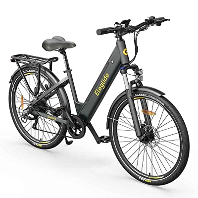 Bicicleta Eléctrica Eleglide T1 Step-Thru Gris,Bicicleta Eléctrica de Trekking,Batería 12,5Ah,autonomía de 100Km,bicicleta electrica montaña con Porta