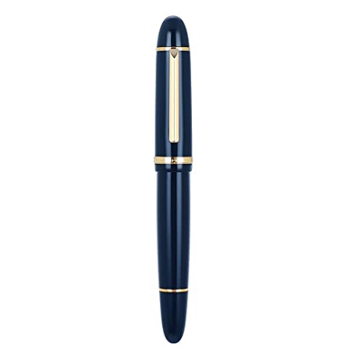 Jinhao X159 - Pluma estilográfica acrílica azul con borde dorado, punta fina #8 para oficina