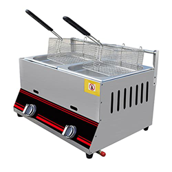 Freidora de Gas Freidora de Gas de encimera Comercial Freidora de Acero Inoxidable con cestas y Control de Temperatura Calentamiento rápido Ahorro de  en oferta