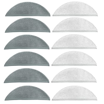 KIKAPA 12 Piezas PañO de Limpieza PañO Gris y Blanco PañO Lavable Robot de Barrido Accesorios de Repuesto para R1