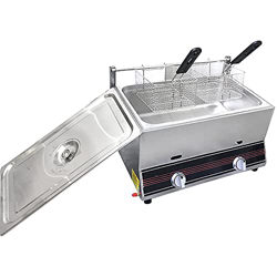 Freidora de Gas Comercial Freidora de Acero Inoxidable Freidora de Cocina de encimera de Gas Profesional de Alta Capacidad Máquina para Papas Fritas R en oferta