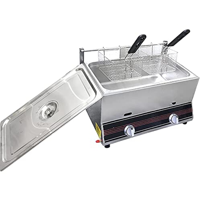 Freidora de Gas Comercial Freidora de Acero Inoxidable Freidora de Cocina de encimera de Gas Profesional de Alta Capacidad Máquina para Papas Fritas R