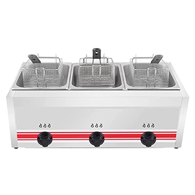 Freidora de Gas de Acero Inoxidable con Cesta y Control de Temperatura Papas Fritas Mariscos Restaurante Hogar Cocina (30L)