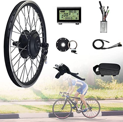 HENGMA Kit De Conversión De Bicicleta Eléctrica, 20"/24"/26"/27,5"/28"/29"/700c Kit De Rueda Delantera De Bicicleta Eléctrica, Motor De Cubo Sin Engra
