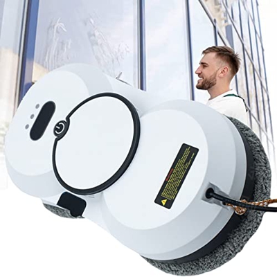 Robot Limpiacristales, Robot Limpiacristales con Ajuste de Potencia de Succión de 2800 Pa Limpiacristales Eléctrico con Mando a Distancia-White