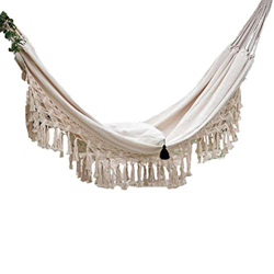 Hamaca, Hamaca Grande para 2 Personas, Estilo Bohemio, macramé brasileño con Flecos, Hamaca Doble, Silla Columpio de Red, Columpio Colgante para Inter características