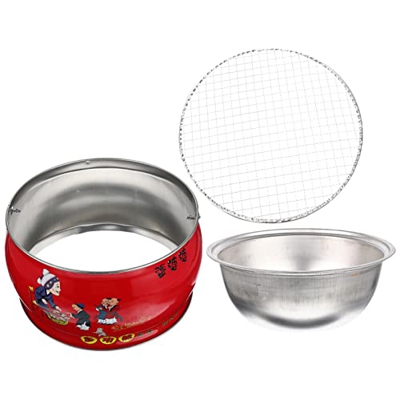 Luxshiny Estufa de Barbacoa Portátil de Hierro Fundido Parrilla de Barbacoa de Mesa con Cesta de Parrilla Estufa de Pellets para Interiores Estufa de 