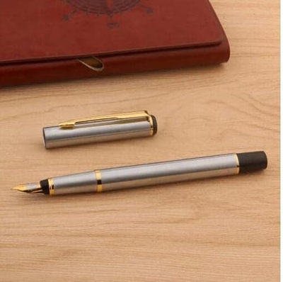 Pluma estilográfica de Acero inoxidable 801, suministros de oficina de flecha clásica, bolígrafo de Tinta Dorada