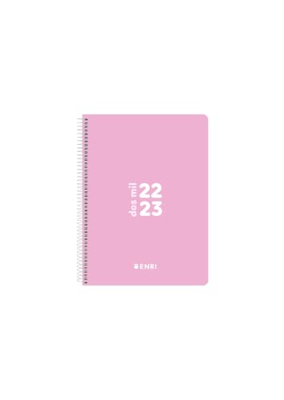 Enri, Agenda 2022 2023 Día Por Página, Tapa Plástico, 11,8 x 16,8cm, Español, Color Rosa