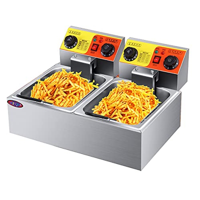 Freidora de Gas Comercial con Temporizador y Perilla de Temperatura, Papas Fritas de Acero Inoxidable para Restaurante de Cocina casera