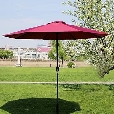 Parasol de aluminio para exteriores, sombrillas redondas, protector solar, sombrilla de mesa para exteriores de 270 cm con manivela, resistente, para 