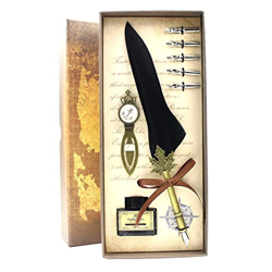TKFDC Inglés Caligrafía Pule Feather Pen Tinta Juego de Tinta Caja de Regalo con 5 Plumas de Regalo de Boda Pluma Pluma Pluma (Color : B) precio